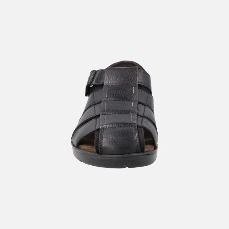 Sandalias negras de piel con cierre de velcro Dozer