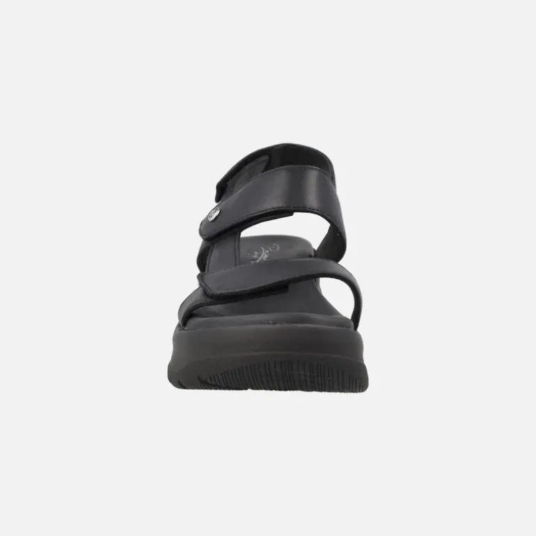 Sandalias negras de piel con plataforma y cierre de velcros Noor