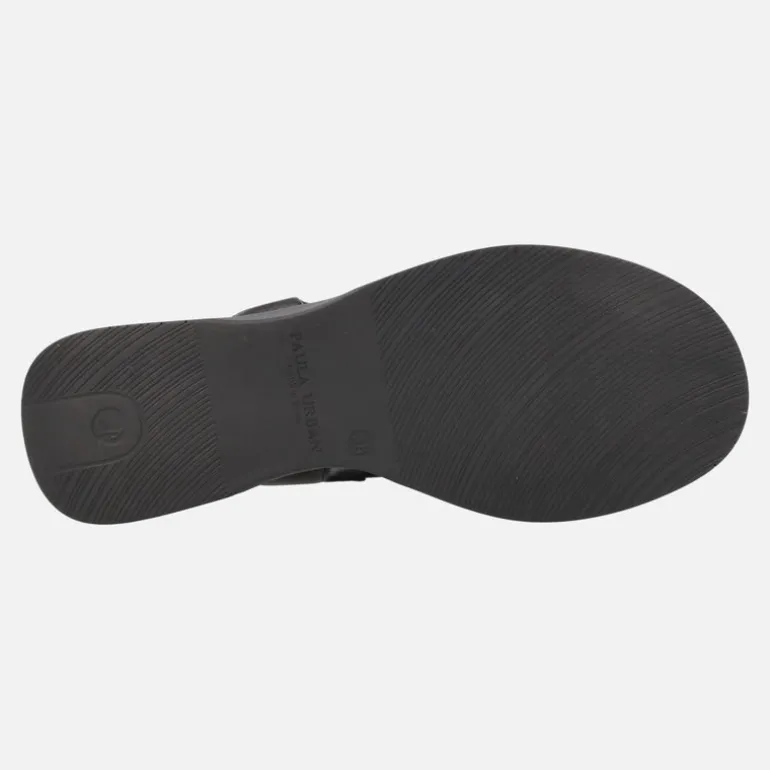 Sandalias negras de piel con tiras entrelazadas y cierre de velcro