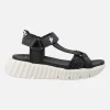 Sandalias negras en combinado de piel y glitter con cierre de velcro