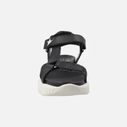 Sandalias negras en combinado de piel y glitter con cierre de velcro