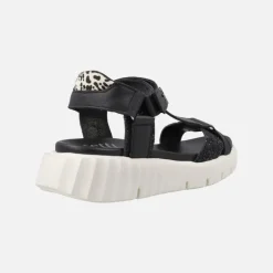 Sandalias negras en combinado de piel y glitter con cierre de velcro