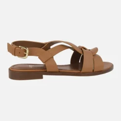 Sandalias Nylo en piel cuero con tira al talón