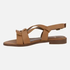 Sandalias Nylo en piel cuero con tira al talón