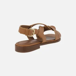 Sandalias Nylo en piel cuero con tira al talón