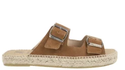Sandalias para hombre en serraje cuero con doble hebilla
