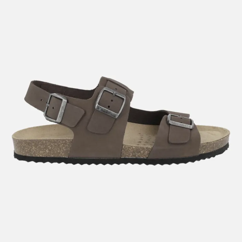Sandalias para hombre Ghita en nobuck marrón con hebillas