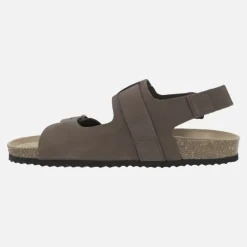 Sandalias para hombre Ghita en nobuck marrón con hebillas