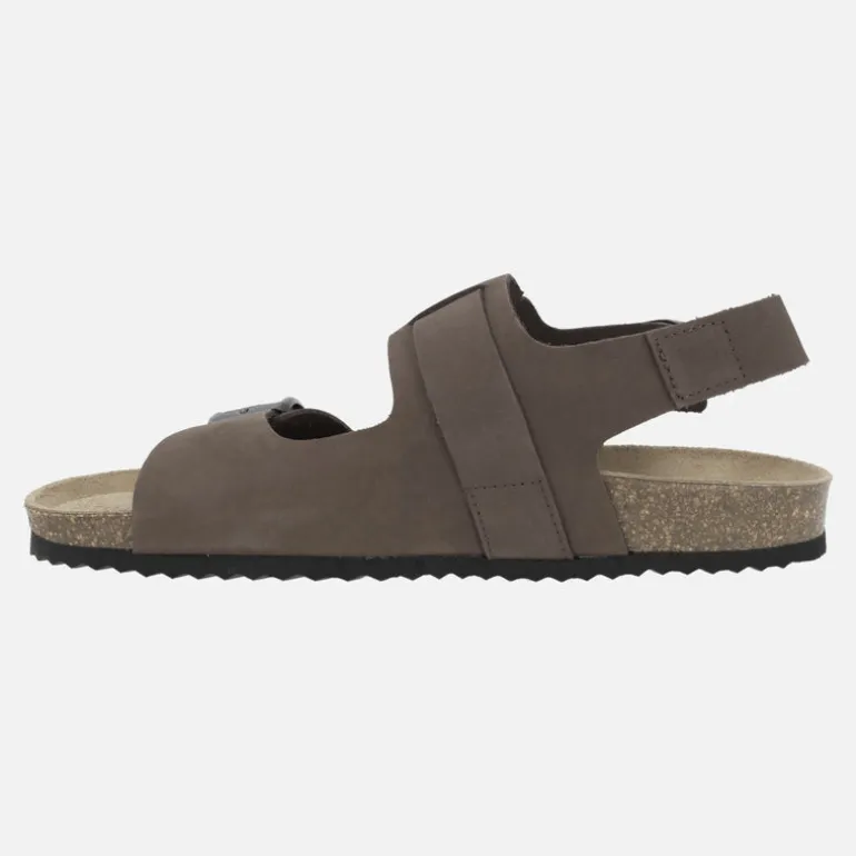 Sandalias para hombre Ghita en nobuck marrón con hebillas