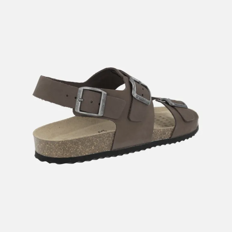 Sandalias para hombre Ghita en nobuck marrón con hebillas