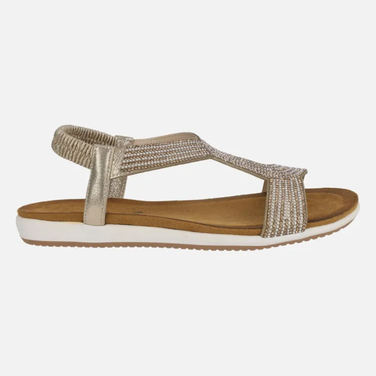 Sandalias para mujer en tejido dorado