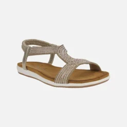 Sandalias para mujer en tejido dorado