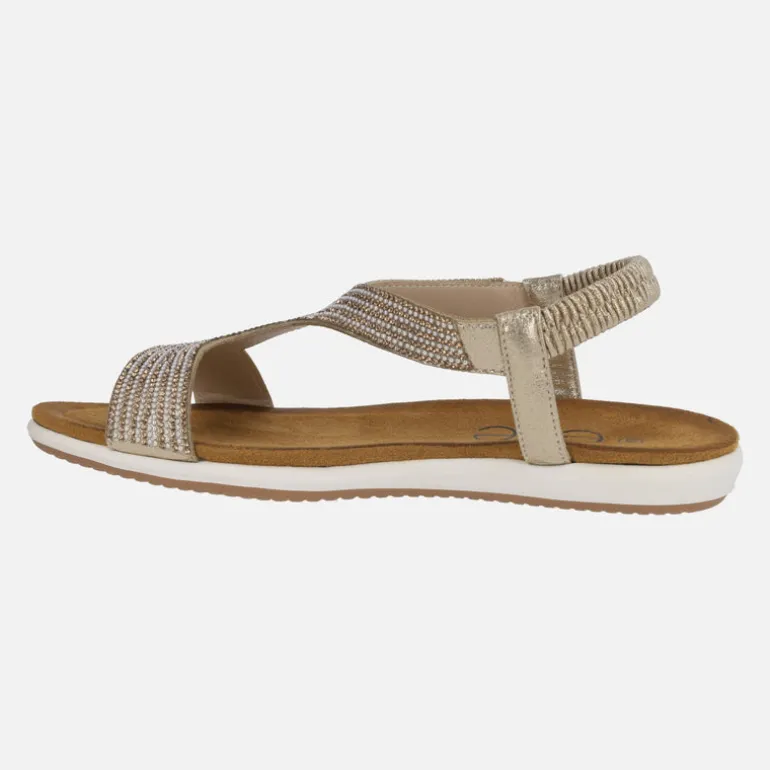 Sandalias para mujer en tejido dorado