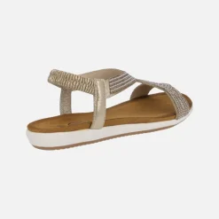 Sandalias para mujer en tejido dorado