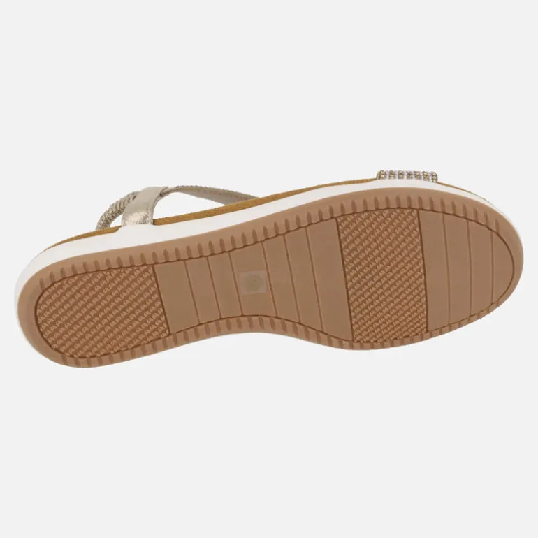 Sandalias para mujer en tejido dorado