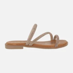 Sandalias planas con tiras de strass