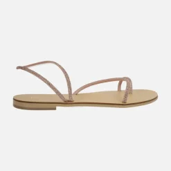 Sandalias planas con tiras de strass