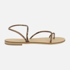Sandalias planas con tiras snake print