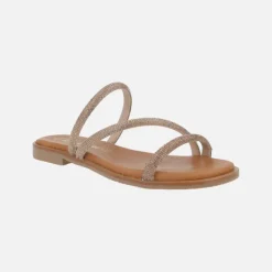 Sandalias planas con tiras de strass