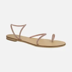Sandalias planas con tiras de strass