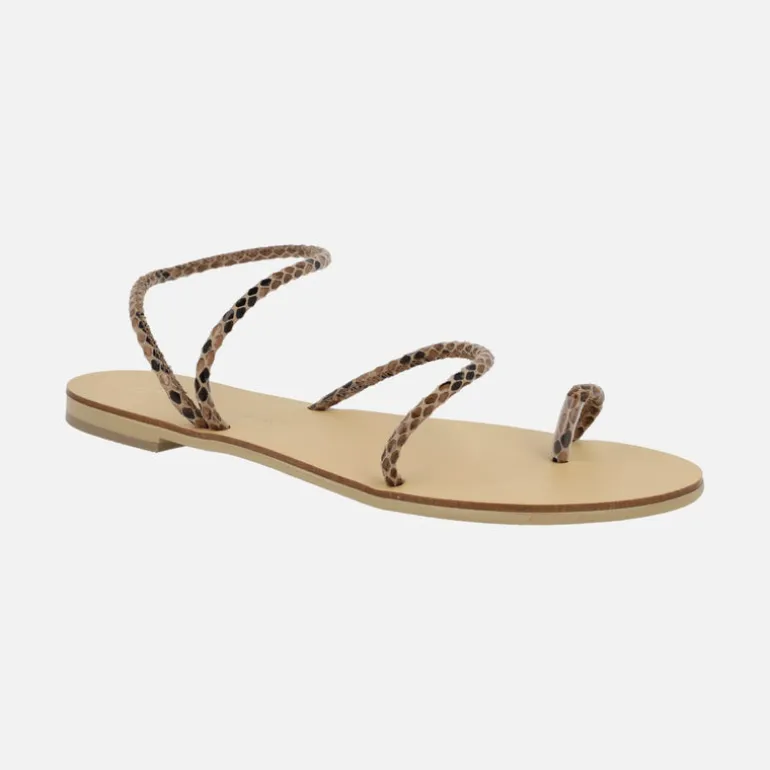 Sandalias planas con tiras snake print
