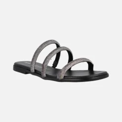 Sandalias planas con tiras de strass