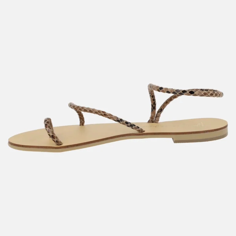 Sandalias planas con tiras snake print