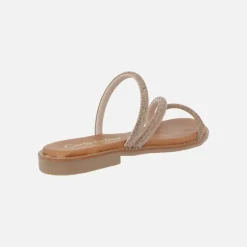 Sandalias planas con tiras de strass