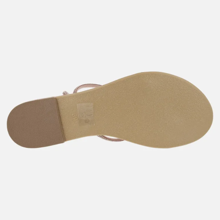 Sandalias planas con tiras de strass