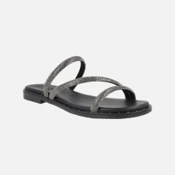 Sandalias planas con tiras de strass