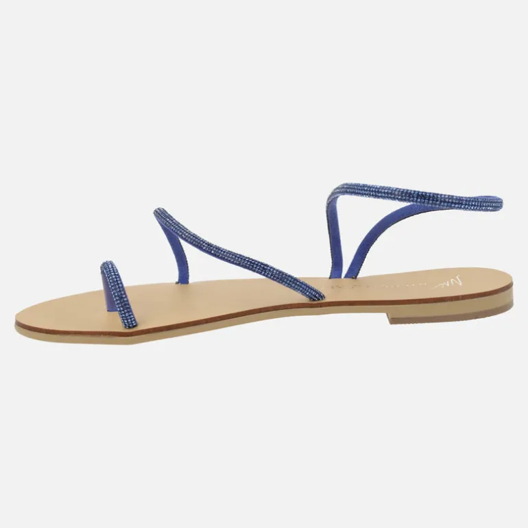 Sandalias planas con tiras de strass