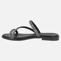 Sandalias planas con tiras de strass