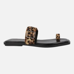 Sandalias planas de dedo con estampado animal print