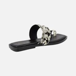 Sandalias planas de dedo con estampado animal print