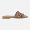 Sandalias planas de piel Alysa con detalles en animal print leopardo