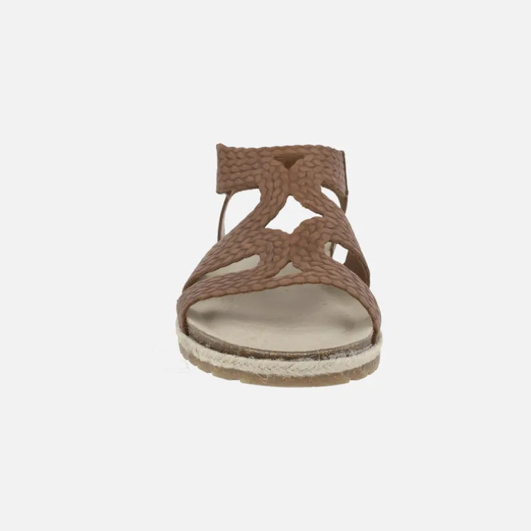 Sandalias planas de piel efecto trenzado con cierre de velcro