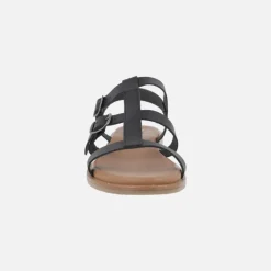Sandalias planas de piel estilo romanas con hebillas