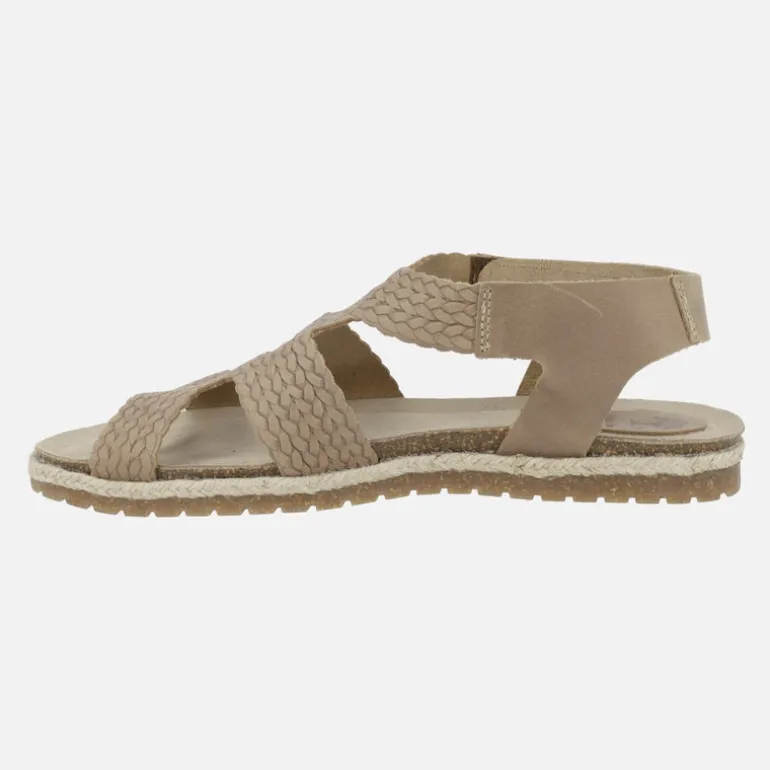 Sandalias planas de piel efecto trenzado con cierre de velcro