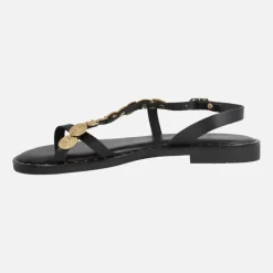 Sandalias planas de piel con adorno de monedas