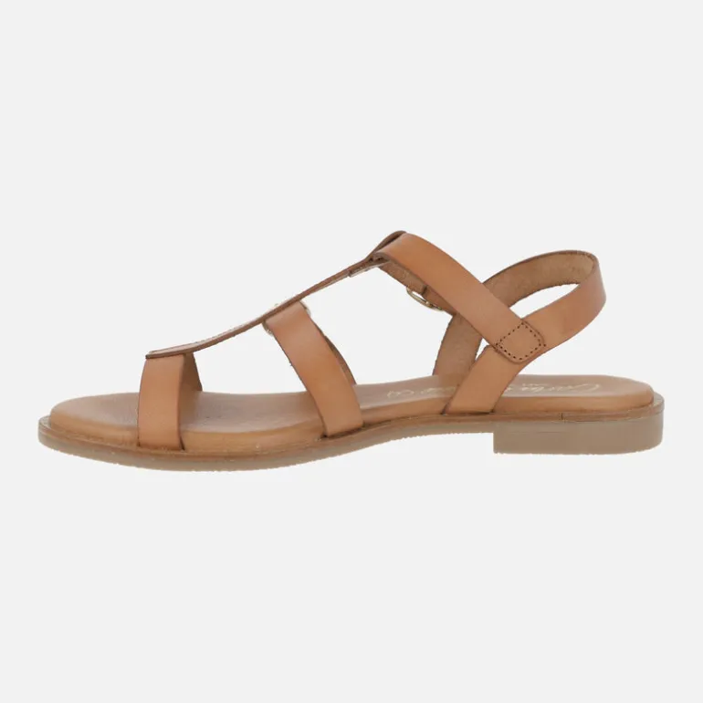 Sandalias planas de piel estilo romanas con hebillas