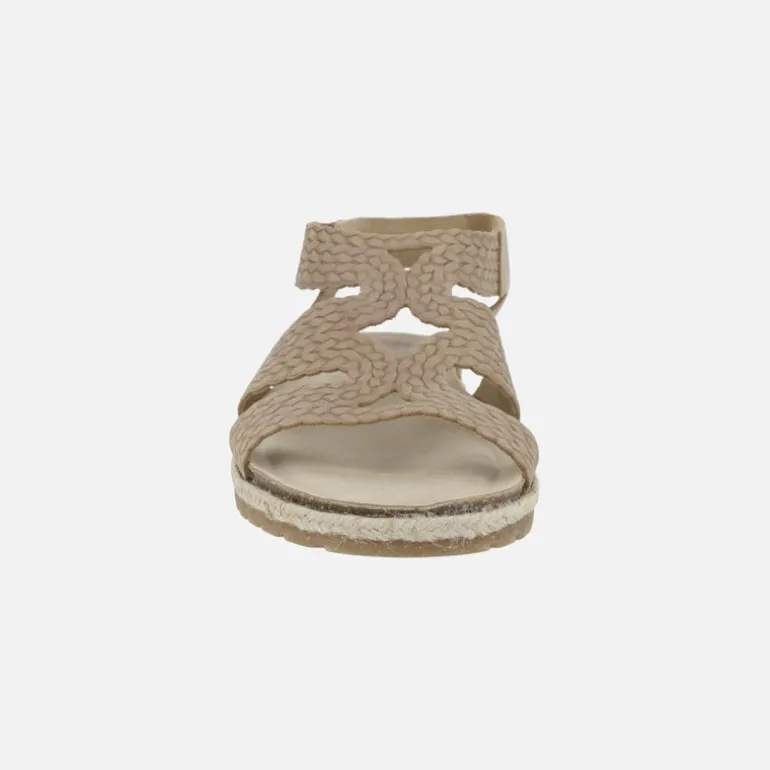 Sandalias planas de piel efecto trenzado con cierre de velcro