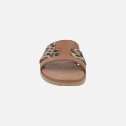 Sandalias planas de piel Alysa con detalles en animal print leopardo