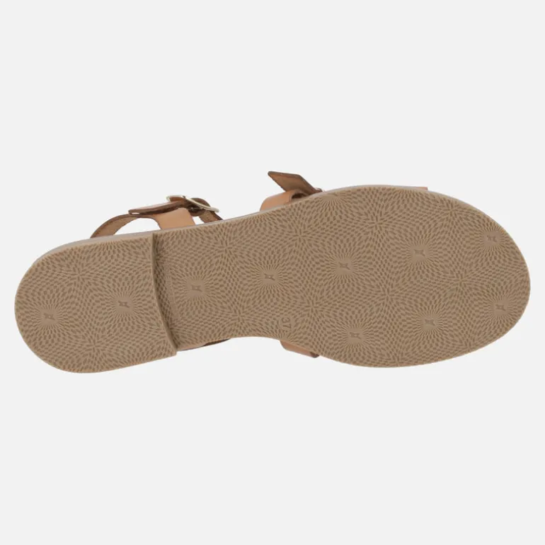 Sandalias planas de piel estilo romanas con hebillas