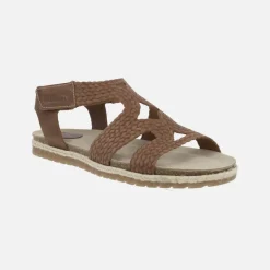 Sandalias planas de piel efecto trenzado con cierre de velcro