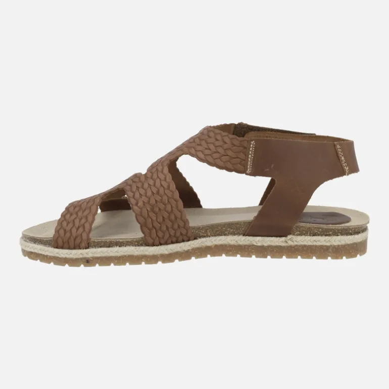 Sandalias planas de piel efecto trenzado con cierre de velcro