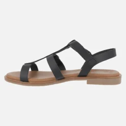 Sandalias planas de piel estilo romanas con hebillas