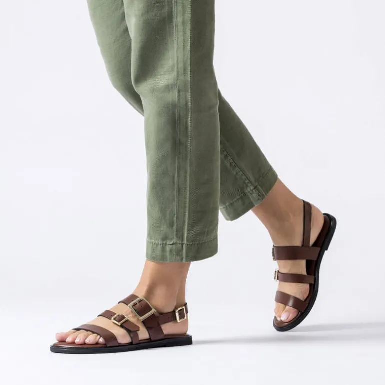Sandalias planas de piel con hebillas Zorion