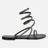 Sandalias planas de strass con tira en espiral ajustable al tobillo