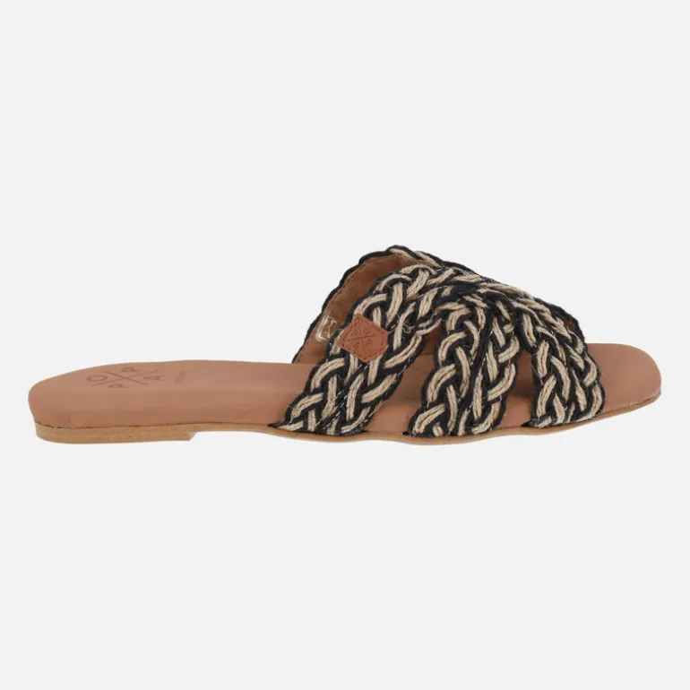Sandalias planas Durban en tejido trenzado rafia