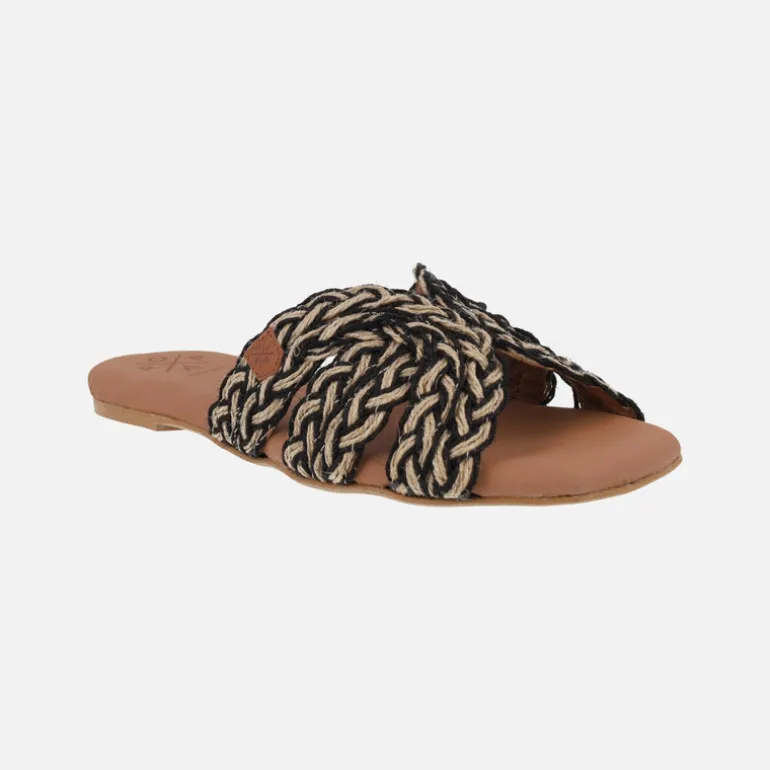 Sandalias planas Durban en tejido trenzado rafia